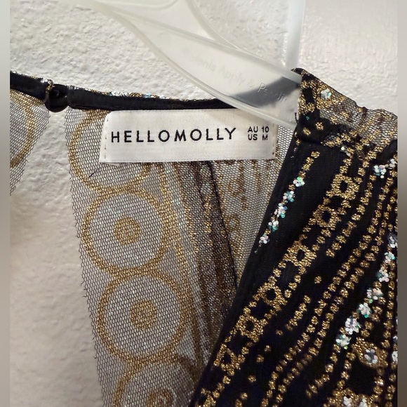 Hello Molly Black and Gold Sequin Backless Dress - Picture 2 of 5
